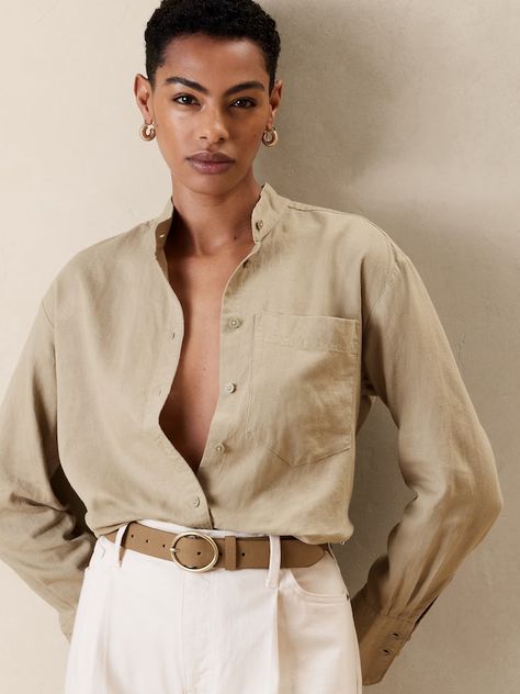 Women's Tops & Blouses | Banana Republic Factory Banana Republic Outfits, Style Inspiration Spring Summer, Beige Shirt, Chic Shirts, Banana Republic Women, Banana Republic Factory, Band Collar, Tailored Shirts, Fashion Sale