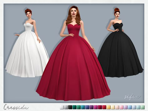 The Sims Resource - Cressida Dress Sims 4 Royalty Cc, Sims 4 Fantasy Cc, Sims 4 Royal Cc, Sims 4 Medieval, Megan Dress, Sims 4 Royal, Big Dresses, Eva Dress, Casas The Sims 4