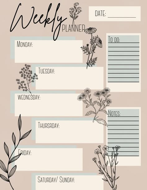 The best way to organize your life! This digital weekly planner makes it easy for you to customize, organize, and plan your life and busy schedule! Planner Inspo Aesthetic, Planner Outline, Weekly Planner Aesthetic, Weekly Planner Ideas, Planning Schedule, Weekly Schedule Template, Weekly Planner Print, Planner Designs, Weekly Planner Free Printable