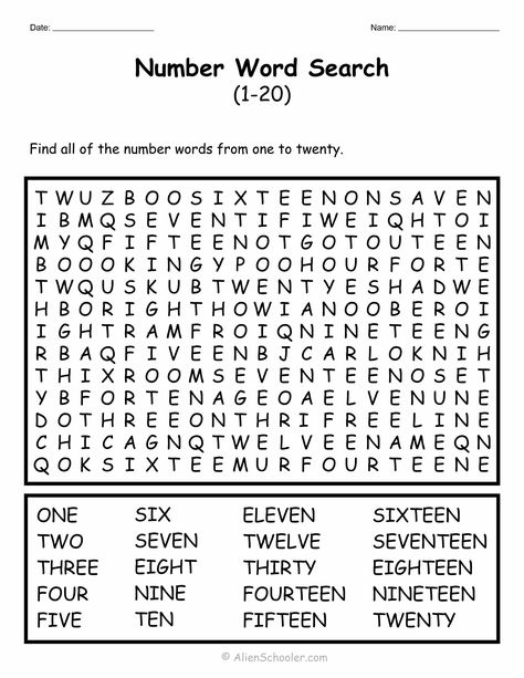 Number Word Search, Numbers Worksheets, Number Spelling, Number Words Worksheets, Math Journal, Number Words, English Lessons For Kids, English Class, English Lessons