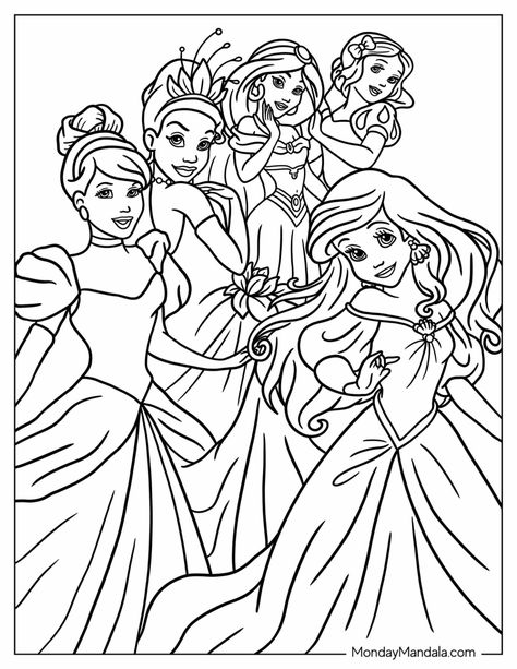 Princess For Coloring Free Printable, Princess Drawing For Coloring, Free Disney Colouring Pages, Rapunzel Coloring Pages Free Printable, Princess Coloring Sheets Free Printable, Princess Printables Free Coloring, Coloring Disney Princess, All Disney Princess Coloring Pages Free Printable, Disney Princess Printables Free Prints