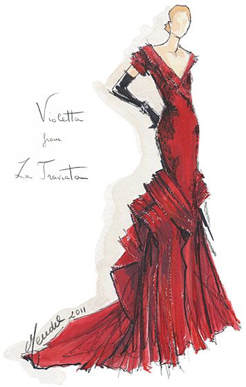 beautiful, could not find out the designer name of the sketch. Opera Costumes, Fashion Design Inspiration, Costume Design Sketch, La Traviata, Fashion Sketchbook, Fashion Illustration Sketches, Dress Sketches, Illustration Fashion Design, Fashion Art Illustration