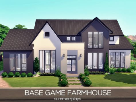 The Sims Resource - Base Game Farmhouse Sims 4 Family House, Sims 4 Modern House, The Sims Houses, Casa The Sims, Sims 4 Houses Layout, The Sims 4 Lots, Modern Family House, Modern Family Home, Sims Freeplay Houses