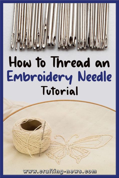 How To Thread an Embroidery Needle Tutorial Thread A Needle Easy Way To, How To Thread Embroidery Needle, How To Thread, Christmas Tree Embroidery, Macrame Thread, Thread & Yarn, Embroidery Stitches Tutorial, Machine Embroidery Projects, Sewing Embroidery Designs