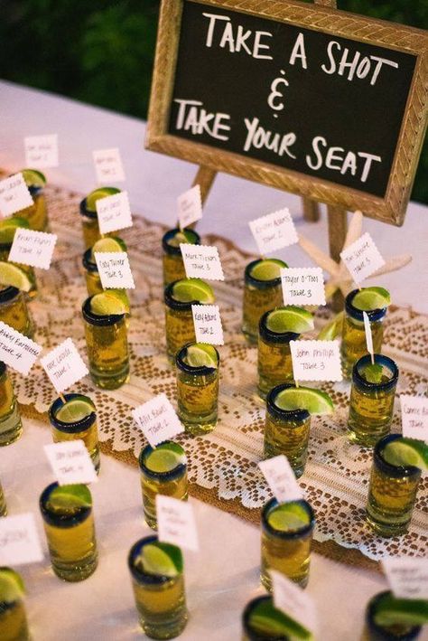 Wedding Sides, Wedding Favor Table, Wedding Table Seating, Take A Shot, Cute Wedding Ideas, Wedding Table Settings, Seating Chart Wedding, Wedding Seating, Cheap Wedding