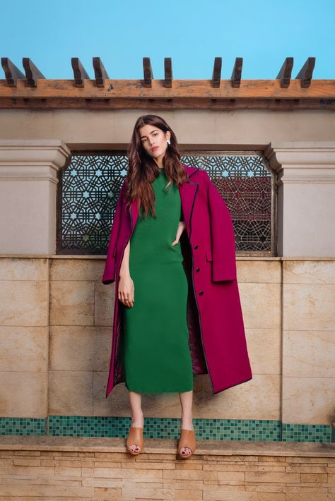 Magenta long coat for women made from wool Magenta Coat Outfit Winter, Magenta Coat Outfit, Viva Magenta Outfit, Magenta Outfit Ideas, Magenta Outfits, Magenta Coat, Magenta Outfit, Moonlit Winter, Long Coat For Women