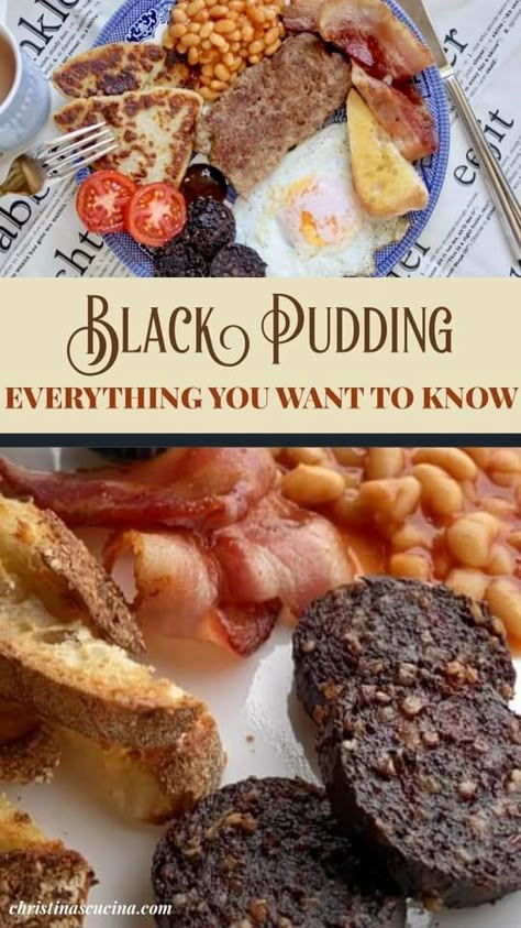 Black pudding is a sausage made from grains, fat, spices, and of course, blood, it is also iron-rich and incredibly DELICIOUS. Blood Pudding Recipe, Andouille Sausage And Eggs, Black Pudding Sausage Rolls, English Breakfast Sausage, Lithuanian Potato Sausage, Black Pudding Recipe, Traditional Scottish Food, Full Scottish Breakfast, Super Foods List