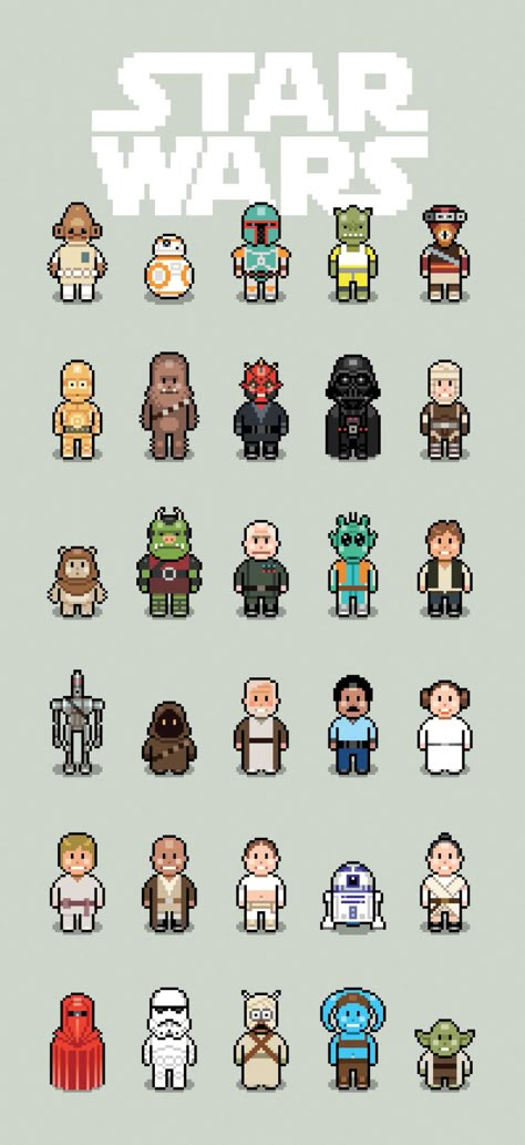 Starwars Pixelart, Star Wars Pixel Art, Daft Punk Poster, Star Wars Wallpaper Iphone, Star Wars Episode 2, Star Wars Crafts, Star Wars Background, Pixel Art Characters, Star Wars Wallpaper