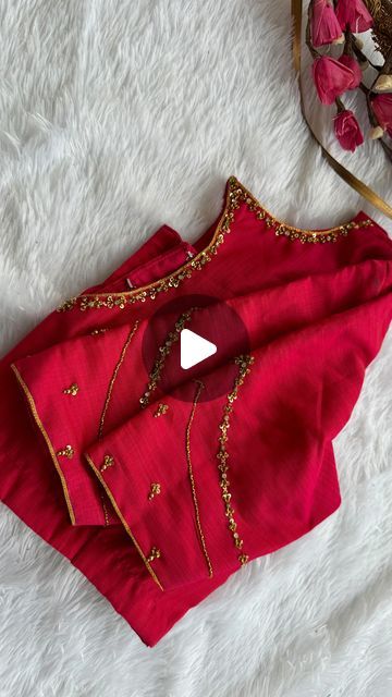 Simple Hand Work Blouse Designs Thread Work, Simple Hand Work Blouse Designs, Simple Hand Work, Blouse Designs Catalogue, Maggam Work Designs, Net Blouses, Ladies Blouse Designs, Simple Blouse Designs, Ladies Blouse