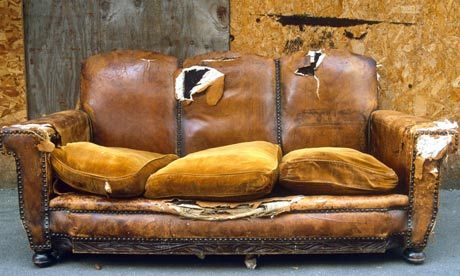 PERFECT FOR DODGE Worn Leather Couch, Abandoned House Interior, Couch Aesthetic, Senior Living Interior Design, Old Couch, Picnic Table Bench, Brown Leather Couch, Wood Waste, Cool Couches