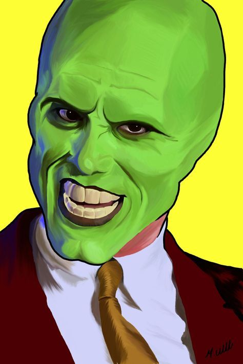 my digital painting of Jim Carrey as The Mask The Mask Art, The Mask Cartoon, The Mask Jim Carrey, Mask Jim Carrey, Jim Carrey The Mask, O Mascara, Theater Posters, Jim Carrey, Masks Art