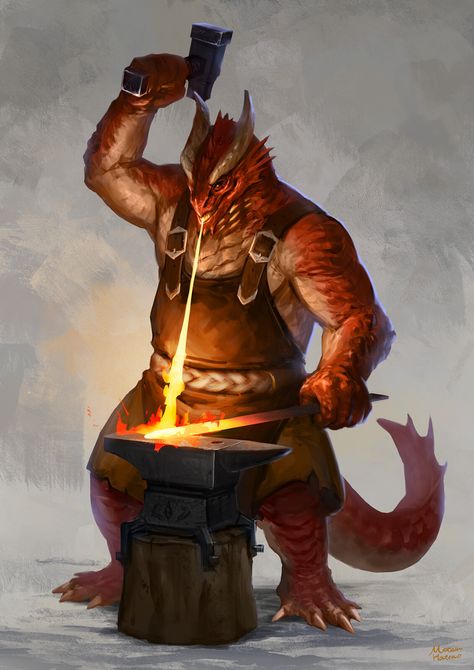 Dragonborn Blacksmith, Dnd Orc, Noxus League Of Legends, Dnd Dragonborn, Pathfinder Character, Dungeons And Dragons Art, Dnd Dragons, Fantasy Races, Dungeons And Dragons Characters