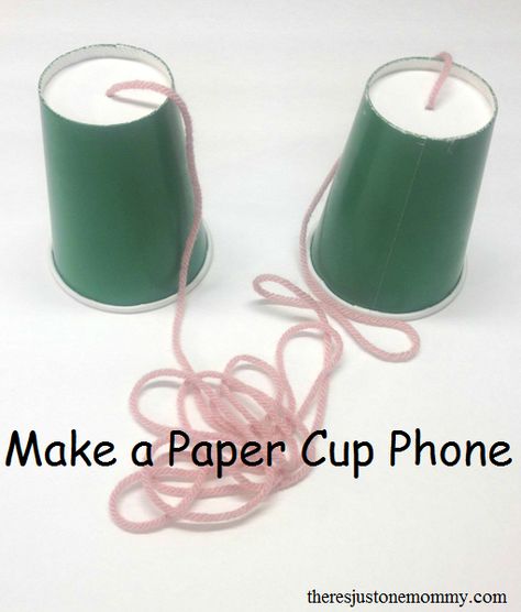 How to make a paper cup phone -- fun kids science experiment! Paper Cup Phone, First Grade Science Projects, Sound Experiments, Sound Science, Kid Science, Summer Science, 1st Grade Science, First Grade Science, Science Crafts