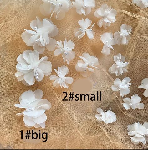 10 Pcs Flower Applique Organza Applique Pure Handmade Beading - Etsy Wedding Phone, Headband Crafts, Bridal Headwear, Organza Flowers, Party Kleidung, Flower Patch, Flower Lace, Flower Applique, Pearl Flower