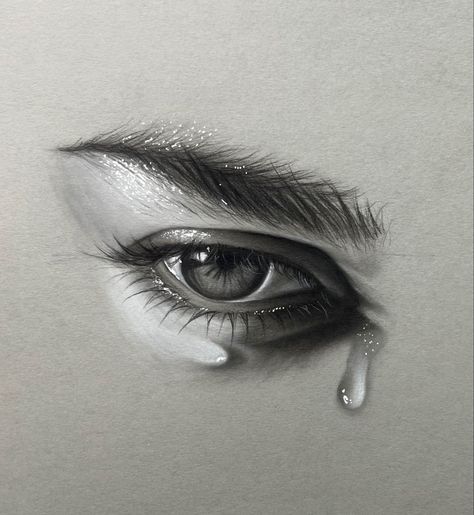 Beautiful eye on Tonned papet Hyper Realistic Eye Sketch, Realistic Eyes Sketch, Realistic Eye Sketch, Charcoal Eye, Easy Portrait Drawing, Pencil Art Love, Text Portrait, Realistic Eye Drawing, Tears In Eyes