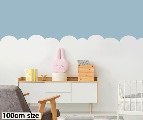 Nursery Cloud Wall Stencil - Nursery wall decor - D.I.Y Painting Stencil | eBay Wall Stencil Nursery, Nursery Simple, Cloud Border, Cloud Effect, Cloud Template, Nursery Wall Painting, Wall Cloud, Sky Nursery, Puffy Clouds