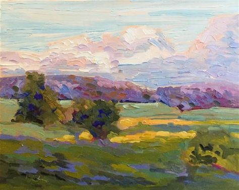 Jenne Fitzgerald, Countryside Paintings, Abstract Impressionism, Abstract Landscapes, Impressionism Art, Abstract Art Landscape, Impressionist Art, Landscape Pictures, Colorful Landscape