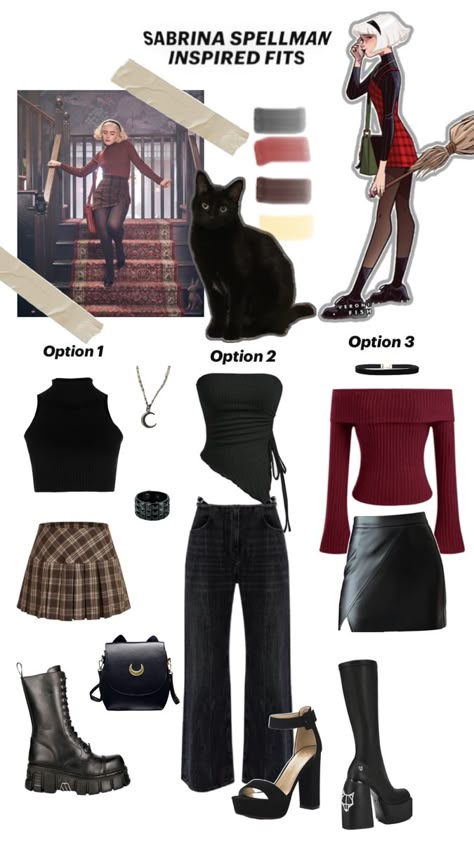 Sabrina Spellman inspired outfits Collage Party Outfit, Sabrina Costume, Sabrina Spellman Outfit, Sabrina Spellman Style, Outfit Ideaa, 80s Inspired Outfits, Pretty Halloween Costumes, Sabrina Spellman, Tv Show Outfits