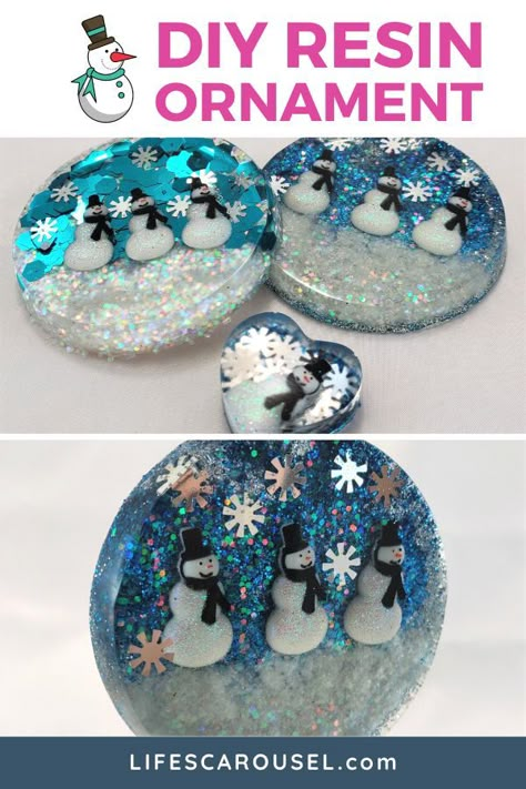 How to make a simple holiday resin ornament for your Christmas tree. Learn how to make this resin craft and snowman stickers to make a holiday ornament. Easy Resin Crafts, Craft Ideas For Babies, Homemade Resin, Spring Halloween, Butterfly Wing Jewelry, Simple Craft Ideas, Christmas Cookie Recipe, Easy Kids Crafts, Resin Ornaments