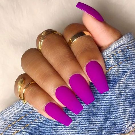 Best Matte Nails/ Neon Matte Nails/ Fuchsia Nails/ Neonowy Manicure Hybrydowy/ Matowe Paznokcie ➡➡➡ <a href="https://www.neonail.pl/inspiracje/?utm_source=social&utm_medium=pinterest">Sprawdź Inspiracje NeoNail</a> ➡➡➡ <a href="https://www.neonail.pl/katalog/zele-hybrydowe-uv/3642-1-lakier-hybrydowy-uv-6-ml-orchid.html?pa=2&filter%5B4%5D%5B9146%5D=R%C3%B3%C5%BCu&utm_source=social&utm_medium=pinterest">Lakier Hybrydowy Orchid</a> Ballerina Style Nails, Super Nails, Summer Nails Colors, Acrylic Nails Coffin, Summer Nail, Nail Arts, Manicure E Pedicure, Matte Nails, Purple Nails