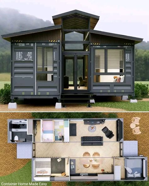 Shipping Container Home Designs, Shipping Container House Plans, Container Buildings, Building A Tiny House, Building A Container Home, Container House Plans, Casa Container, Modern Tiny House, Container Home