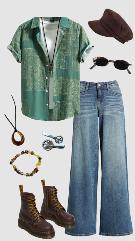 Men’s 70s hippie inspired outfit #outfitinspo #vintage #70s #70shippie Retro Outfits 70s Vintage Fashion Men, 70s Fashion Men Hippie, Hippe Outfit 70s, 70 Style Outfits 70s Fashion, 70 Outfits 70s Fashion, 70 Style Outfits, Hippie Fashion Men, Retro Outfits 70s Vintage Fashion, Mens 70s Outfits