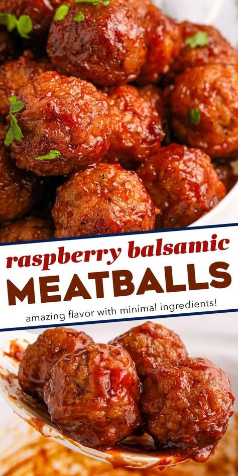 Raspberry Glaze For Meatballs, Meatball Ideas Frozen, Raspberry Meatballs, Meatloaf Balls, Balsamic Meatballs, Roast Beef Salad, Crockpot Meatballs, Flexitarian Recipes, Jelly Meatballs