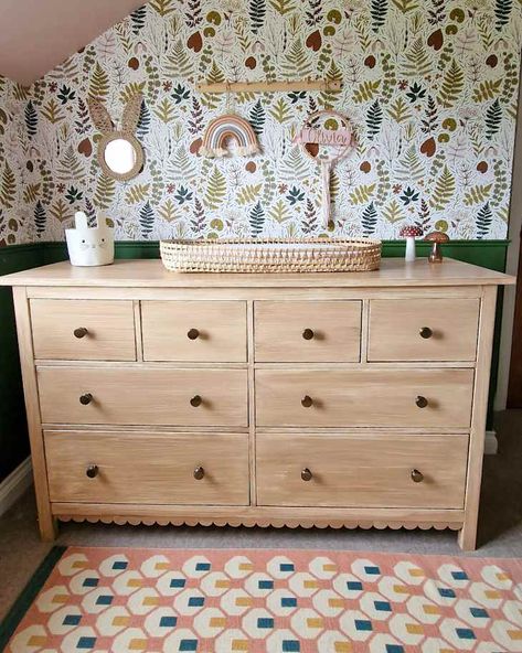 A $50 Makeover Gives This IKEA HEMNES an Expensive New Look Hemnes Dresser Built In Hack, Hemnes Dresser Bedroom, Ikea Faux Fireplace, Ikea Hemnes Living Room Ideas, Ikea Hemnes Nightstand Painted, Ikea Hemnes Dresser Organization, Ikea Brimnes Makeover, Ikea Dresser Transformation, Ikea Painting Hacks