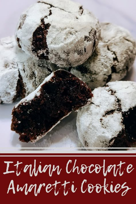 Chocolate Amaretto Cookies, Chocolate Marzipan Cookies, Almond Crinkle Cookies, Italian Fruit Cookies, Italian Date Cookies, Sicilian Recipes Desserts, Chocolate Amaretti Cookies, Italian Amaretti Cookies Recipes, Almond Amaretto Cookies