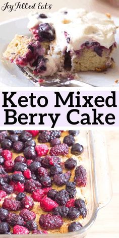 This Keto Berry Cake has a layer of berries hidden by a fluffy cream cheese frosting. The juice from the berries soaks into the cake under them keeping it moist and flavorful. My mixed berry cake is simple but delicious and easy enough to make often. Loaded with a hidden layer of raspberries, blueberries, and blackberries this cream cheese icing topped yellow cake sugar free treat is one of my best. This easy recipe is low carb, keto, gluten free, grain free, and Trim Healthy Mama friendly. Mixed Berry Cake, Galletas Keto, Fluffy Cream Cheese Frosting, Keto Cakes, Keto Gluten Free, Sugar Free Treats, Low Carb Cake, Postre Keto, Pine Kitchen