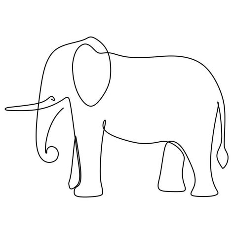 One continuous line drawing of giant African elephant. Wild animal national park conservation. Safari zoo concept. Dynamic single line draw graphic design vector illustration One Continuous Line Drawing, Elephant Template, Graphic Design Vector, Project Proposal Template, Single Line Drawing, Continuous Line Drawing, Continuous Line, Single Line, African Elephant