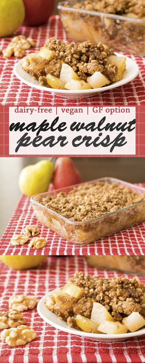 Pear Gluten Free Recipes, Vegan Pear Dessert Recipes, Gluten Free Pear Cobbler, Vegan Pear Crisp, Vegan Baked Pears, Pear Crisp, Pear Dessert, Pear Recipes, Crisp Recipe