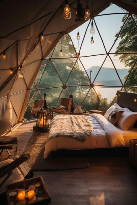 Glamping Aesthetic, Homes Design Ideas, Unique Glamping, Tents Camping Glamping, Glam Camping, Website Aesthetic, Luxurious Houses, Geodesic Dome Homes, Free Vibes