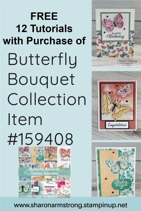 When you purchase the Stampin’ Up! Butterfly Brilliance Collection (Item #159408) in my online store then I will send you a FREE PDF with 12 card design ideas (valued at $20) using this collection. OR you can purchase the PDF as a stand alone product. Look for all the details at www.txstampin.com #carddesignideas #stampinupcards #cardmakingtutorials #cardmakingtutorialsforsale #handmadecards #stampinupbutterflybrilliance #sharonarmstrong #txstampin Butterfly Brilliance, Card Design Ideas, Chirstmas Gift, Simple Cards Handmade, Dyi Gifts, Creative Diy Gifts, Free Card, Card Making Tutorials, Butterfly Cards