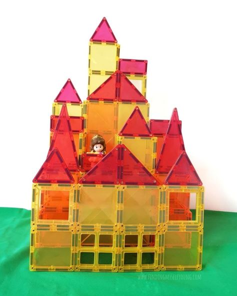 How to Build Disney Inspired Castles with Connetix Magnetic Tiles | Finding Myself Young Magnet Building Ideas, Magnetic Building Toys, Magnetic Building Tiles, Inside Games, Magna Tiles, Beast's Castle, Kids Castle, Wooden Castle, Tiles Ideas