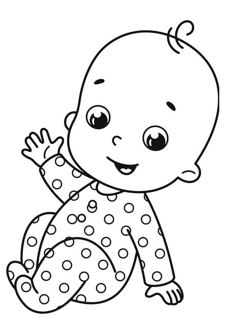 Baby Boy Drawing, Baby Drawing Easy, Waving Hand, Funny Baby Boy, Family Coloring Pages, Baby Coloring Pages, Printable Coloring Pages For Kids, Illustration Art Kids, Baby Printables