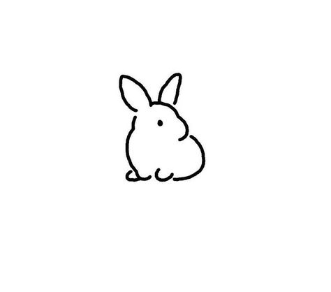 Simple bunny outline Cute Bunny Outline, Minimalistic Bunny Tattoo, Bunny Simple Tattoo, Bunny Tattoo Outline, Bunny Doodle Simple, Simple Bunny Tattoo, Bunny Outline Tattoo, Bunny Drawing Simple, Simple Outline Tattoo