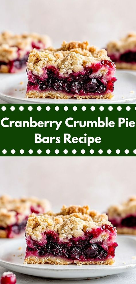 Searching for a festive dessert? Discover the joy of Cranberry Crumble Pie Bars! These simple dessert ideas bring together the perfect balance of sweet and tart flavors, making them a must-have for holiday celebrations. Cranberry Dessert Bars, Cranberry Crumble Pie, Thanksgiving Desserts Cranberry, Cranberry Crumble Recipe, Simple Dessert Ideas, Cranberry Bars Recipe, Cranberry Crumble, Cranberry Pie Recipes, Pie Bars Recipe