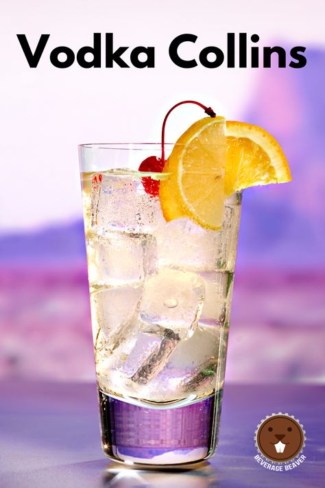 A Vodka Collins Cocktail Vodka Collins Recipe, Vodka Based Cocktails, Best Vodka Cocktails, Vodka Collins, Collins Cocktail, Tom Collins, Vodka Cocktails Recipes, Mixed Drinks Recipes, Vodka Cocktails