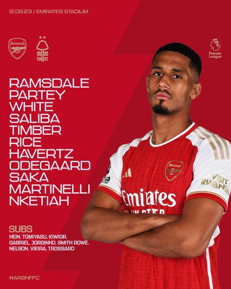 Arsenal official starting eleven graphic for 23/24 season Arsenal Premier League, Liverpool Premier League, Arsenal Liverpool, Aston Villa, English Premier League, Read Image, The Line, Arsenal, In The Middle