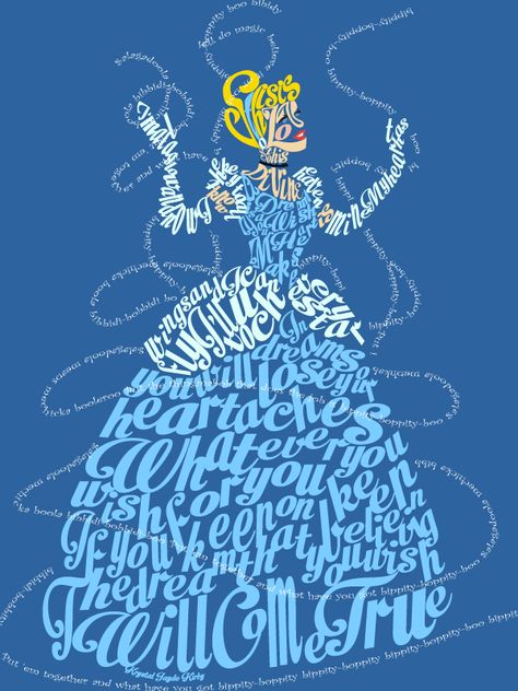 Cinderella out of her songs by artist Krystal Jayde  krystaljayde.blogspot.com Typography Portrait, Text Based Art, Typography Drawing, Word Cloud Art, Word Drawings, Typography Images, Word Art Design, Typographic Art, Disney Sketches