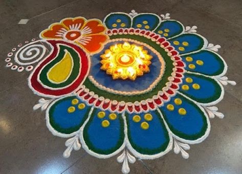 Rangoli Big, Rangoli Competition, Diya Rangoli, Easy Rangoli Designs Videos, Very Easy Rangoli Designs, Rangoli Designs Simple Diwali, Easy Rangoli Designs Diwali, Simple Rangoli Designs Images, Simple Rangoli Border Designs