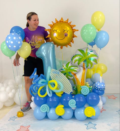 Ballon Business, Standing Balloon, Surf Birthday, Beach Theme Party, Balloons Bouquet, Pool Party Kids, Baseball Theme Party, Balloons Decoration, Beach Birthday Party