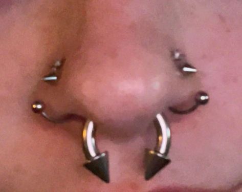 Stretched Septum Male, Septum Piercing Stretched, Stretch Septum, Septum Guy, 8g Septum, 10g Septum, Spike Eyebrow Piercing, Septum Stretching, Septum Nose Piercing