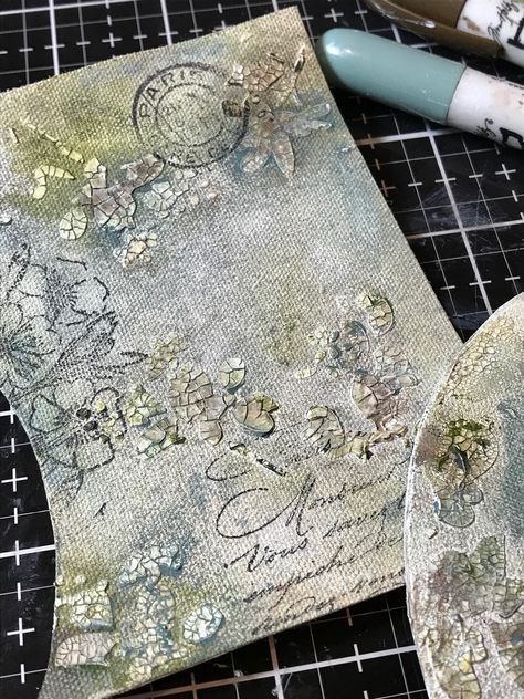 Stacy Hutchinson, Honey Hive, Distress Ink Techniques, Mini Art Journal, Tim Holtz Crafts, Altered Canvas, Mixed Media Art Techniques, Honey Bee Decor, Mixed Media Art Tutorials