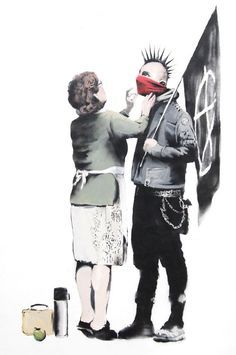 Banksy Posters, Art Punk, Street Art Banksy, Arte Punk, Banksy Graffiti, Banksy Art, Punk Art, Black Flag, Art Pop