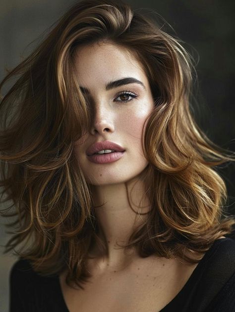 Stylish Medium Hairstyles for Thick Hair Medium Hairstyles For Thick Hair, Textured Bobs, Womens Haircuts Medium, Haircuts For Wavy Hair, Hairstyles For Thick Hair, Beautiful Portraits, Pinterest Hair, Round Face Haircuts, Medium Hairstyles