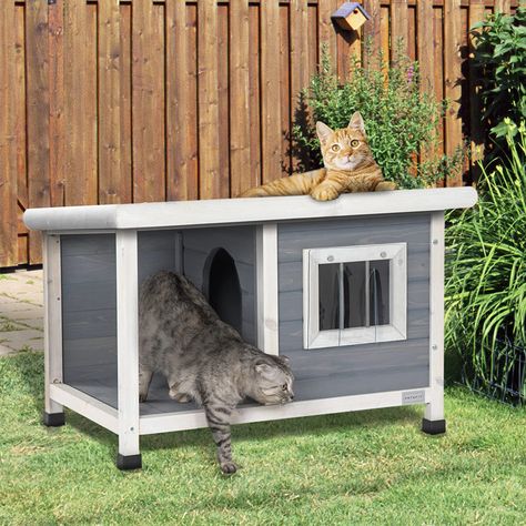 Petsfit Dog House,Wooden Cat Kennels for Outside with Steel Window, Outdoor Pet House with One Room and One Lounge, Asphalt Roof Dog Houses for Outdoor, 85cm x 62cm x 58cm, Light Grey : Amazon.co.uk: Pet Supplies Big Dog House, Plastic Dog House, Small Dog House, Insulated Dog House, Wood Dog House, Wooden Dog House, Cat Window Perch, Outdoor Dog House, Cat Kennel