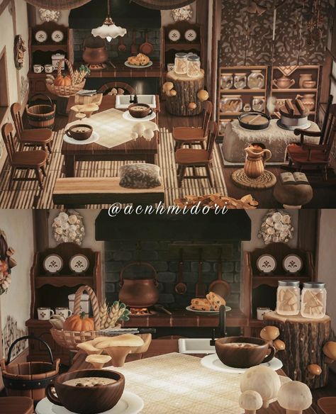 Reading Room Acnh, Acnh Witch Kitchen, Acnh Villager Home Interior Ideas, Vintage Acnh Island, Acnh Dining Room, Acnh Coco House, Acnh Pottery Studio, Acnh Teahouse, Acnh Over The Garden Wall