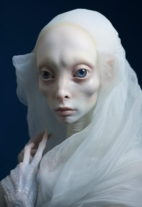 White Humanoid Creature, Creature Face Concept Art, Alien Looking People, Alien Like Creatures, Alien Sea Creatures Concept Art, Evil Mermaids, Galaxy Images, Alien Artwork, Alien Character